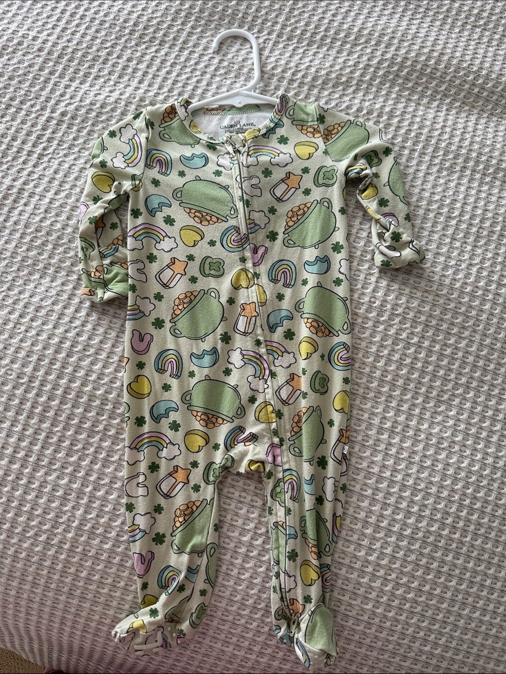 Caden Lane Bamboo St. Patrick's Day Pot of Gold Print Baby One-Piece